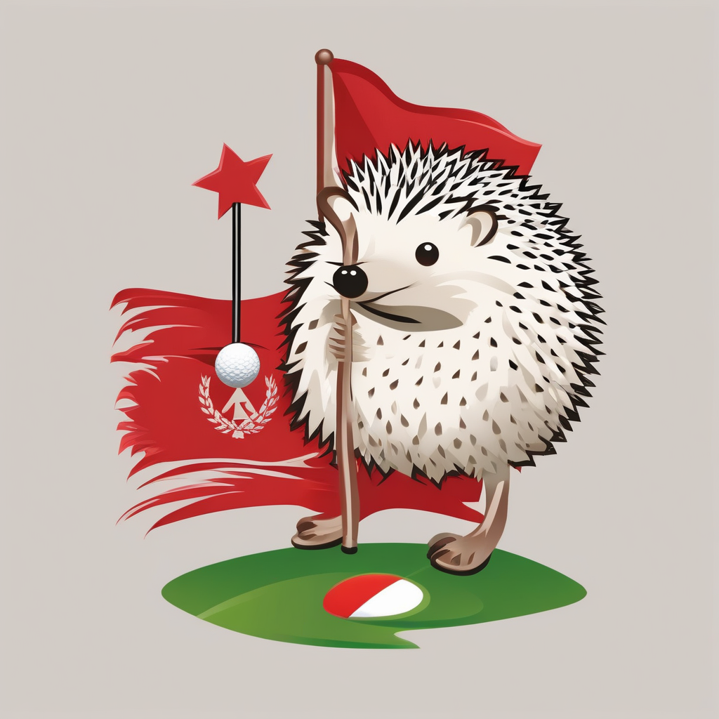 the golf club emblem the hedgehog the red flag and the golf ball by मुफ्त एआई छवि जनरेटर - बिना लॉगिन के✨ | AIGAZOU