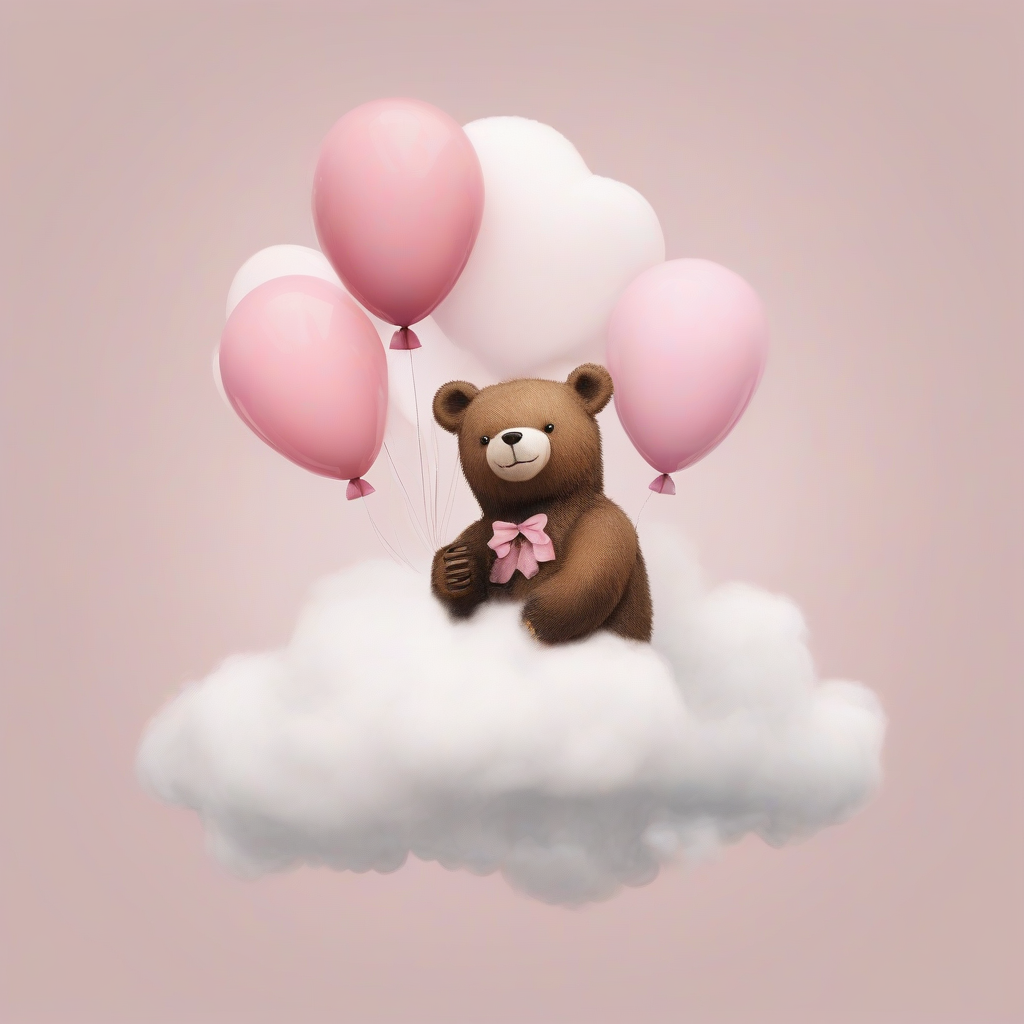 bear on cloud with pink balloons for baby room by मुफ्त एआई छवि जनरेटर - बिना लॉगिन के✨ | AIGAZOU