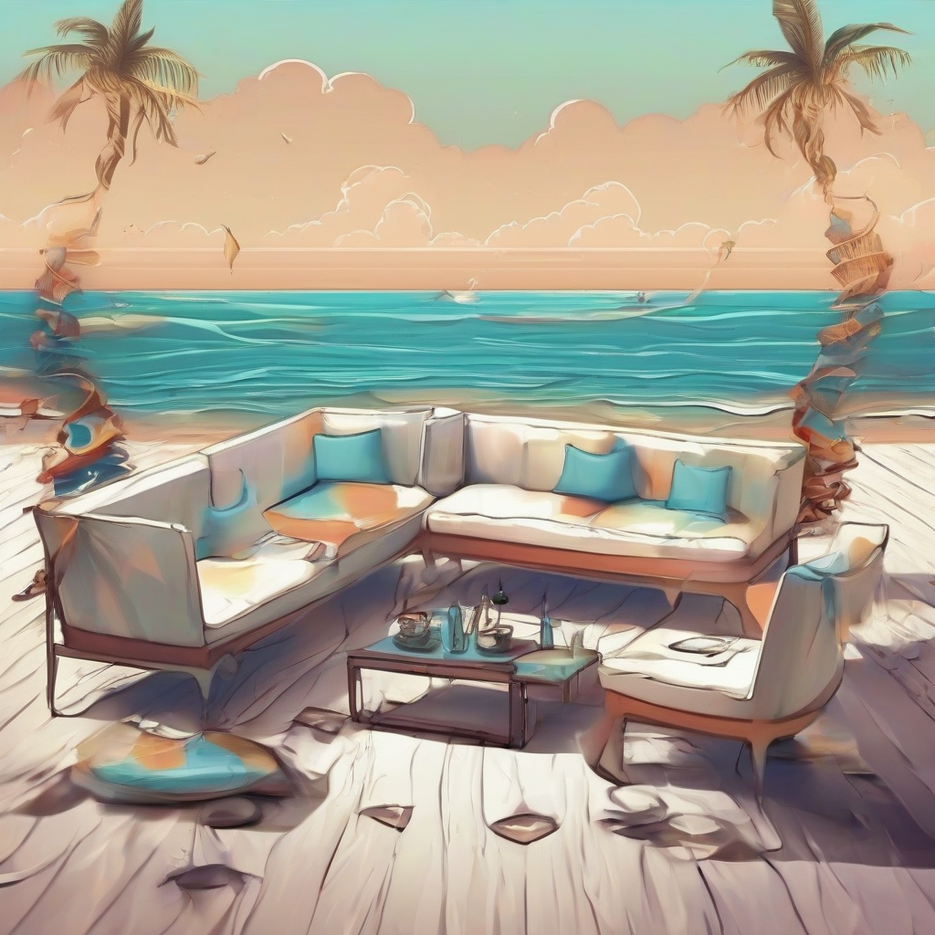 sofa behind the sea drinks and flirt by मुफ्त एआई छवि जनरेटर - बिना लॉगिन के✨ | AIGAZOU