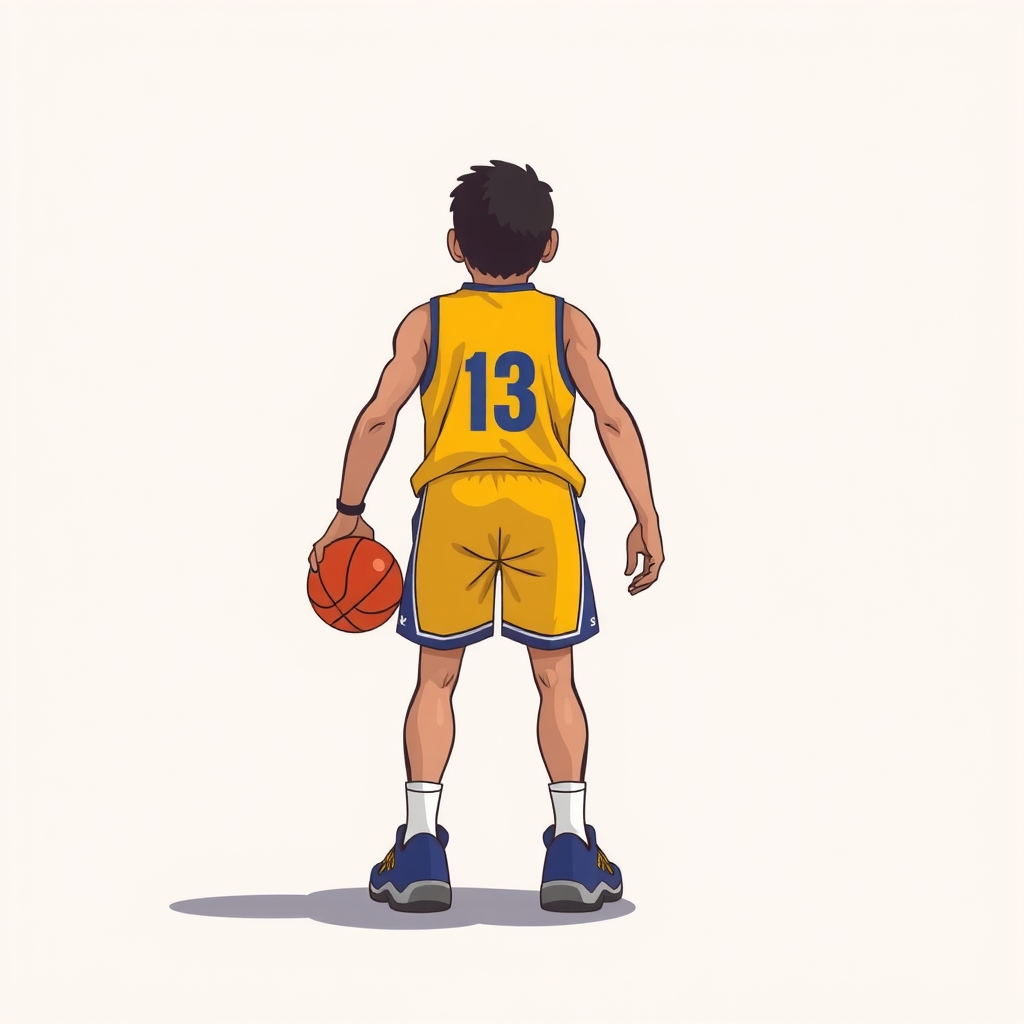 cartoon basketball player seen from behind alone without ball with legs by मुफ्त एआई छवि जनरेटर - बिना लॉगिन के✨ | AIGAZOU