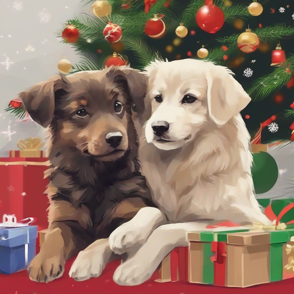 christmas gifts and a dog by 免费AI图像生成工具 | AIGAZOU