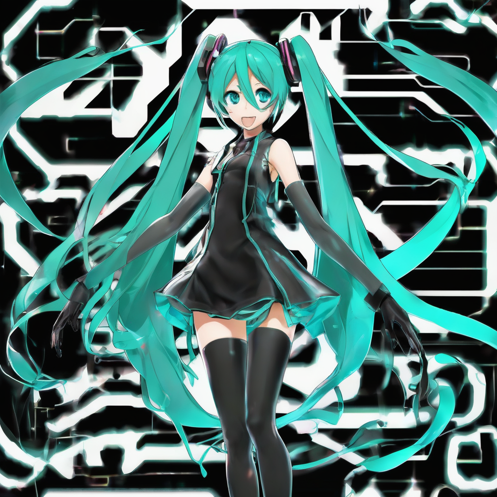 sick hatsune miku black background full body by Free AI Image Generator & Maker - No login required✨ | AIGAZOU