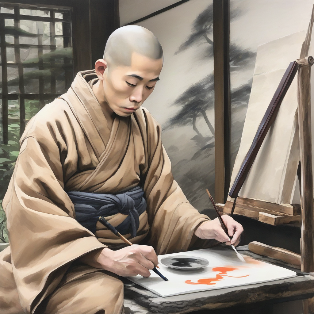 japanese monk ink painting by मुफ्त एआई छवि जनरेटर - बिना लॉगिन के✨ | AIGAZOU