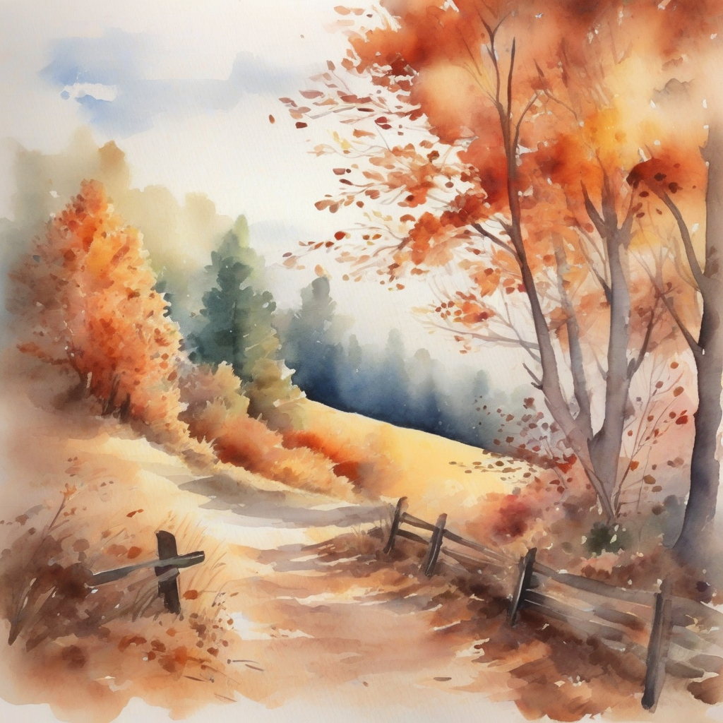 autumn landscape watercolor painting by मुफ्त एआई छवि जनरेटर - बिना लॉगिन के✨ | AIGAZOU