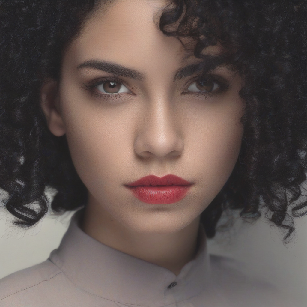 girl with curly black hair red shirt black skirt light eyes by أداة مجانية لإنشاء الصور بالذكاء الاصطناعي - إنشاء الصور بدون تسجيل الدخول | AIGAZOU