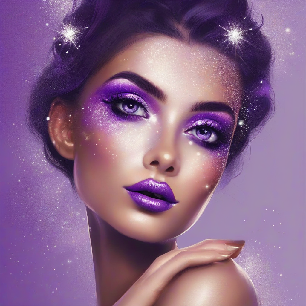 purple makeup illustration sparkle by 무료 AI 이미지 생성기 - 로그인 필요 없음✨ | AIGAZOU