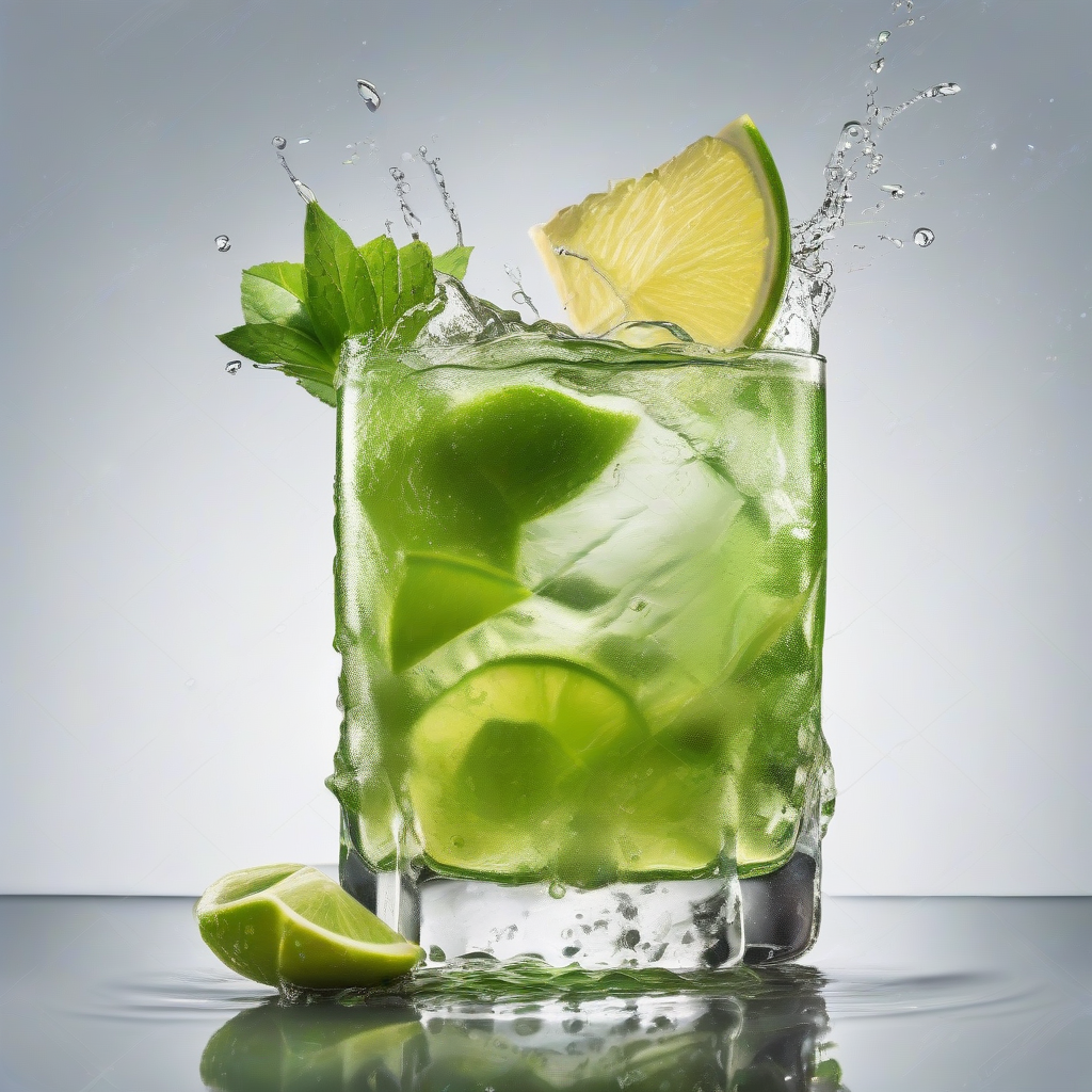 a png photo with a freestanding glass of freshly made caipirinha cocktail by Free AI Image Generator & Maker - No login required✨ | AIGAZOU