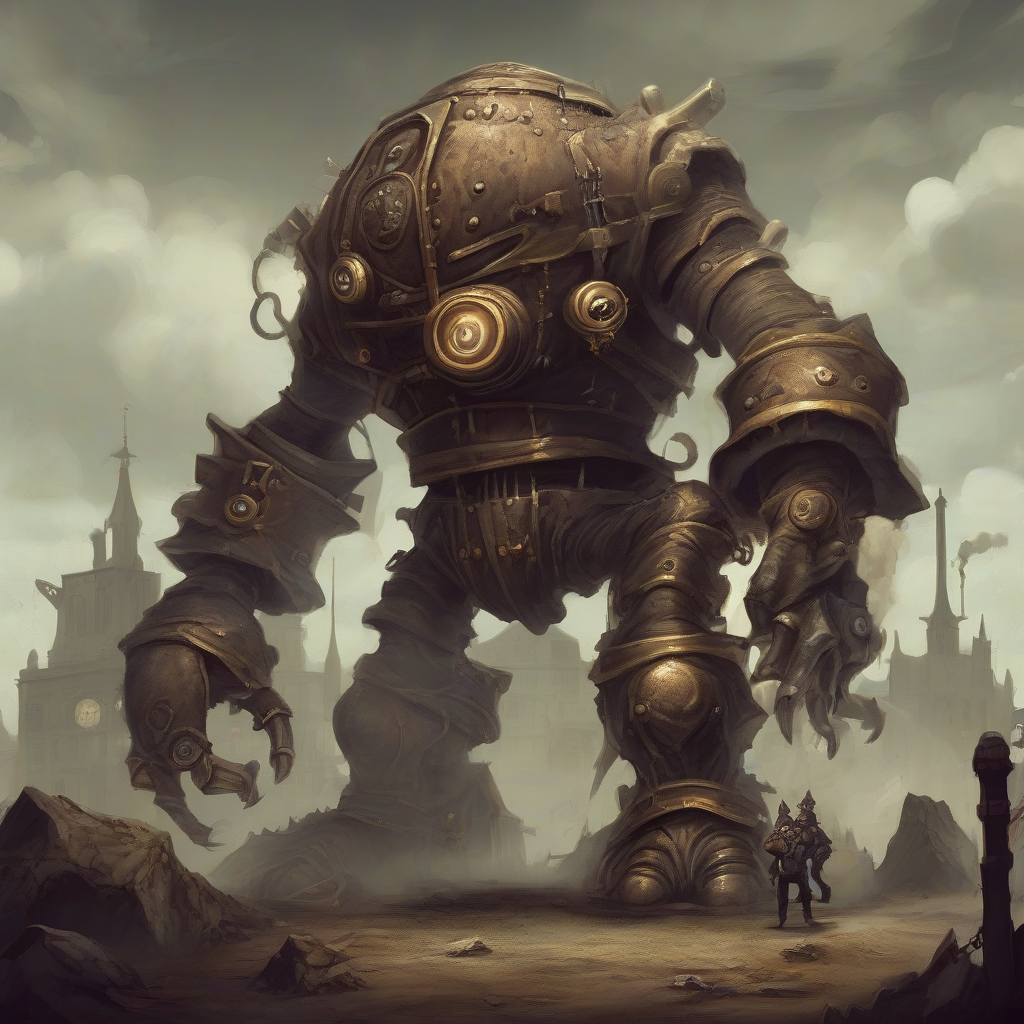 monster game art golem steampunk fear enormity by मुफ्त एआई छवि जनरेटर - बिना लॉगिन के✨ | AIGAZOU