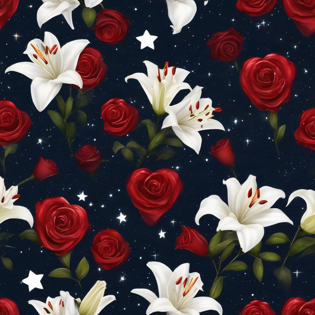 starry sky heart red rose white lily by मुफ्त एआई छवि जनरेटर - बिना लॉगिन के✨ | AIGAZOU