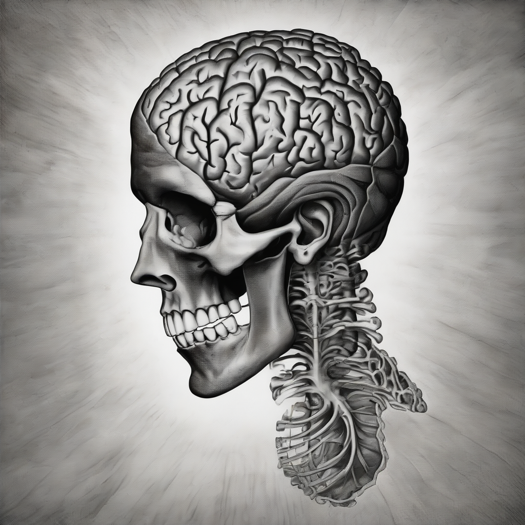 human head partially open brain heart detailed black white by Générateur d'images par IA gratuit - Aucune connexion nécessaire✨ | AIGAZOU