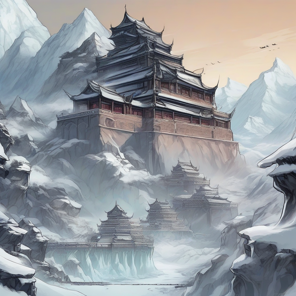 distant snow covered north sea palace in martial arts webtoon by मुफ्त एआई छवि जनरेटर - बिना लॉगिन के✨ | AIGAZOU