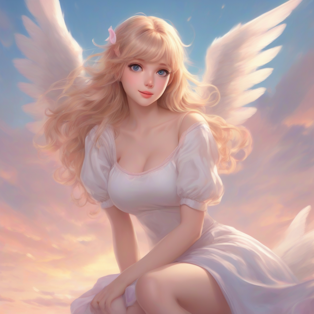 angelic teenage girl with long golden hair and heavenly aura by Générateur d'images par IA gratuit - Aucune connexion nécessaire✨ | AIGAZOU