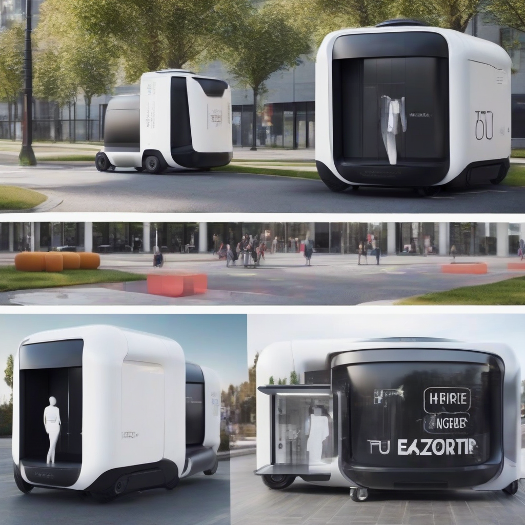 autonomous unmanned trailer store future shopping by मुफ्त एआई छवि जनरेटर - बिना लॉगिन के✨ | AIGAZOU