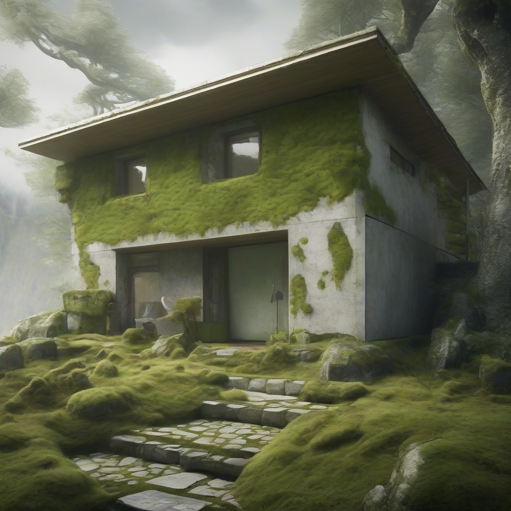 a small house covered in moss with a pleasant atmosphere by Générateur d'images par IA gratuit - Aucune connexion nécessaire✨ | AIGAZOU