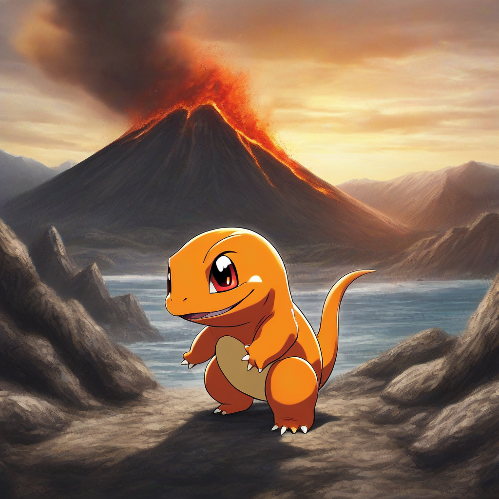 realistic style pokemon charmander volcano background by Générateur d'images par IA gratuit - Aucune connexion nécessaire✨ | AIGAZOU