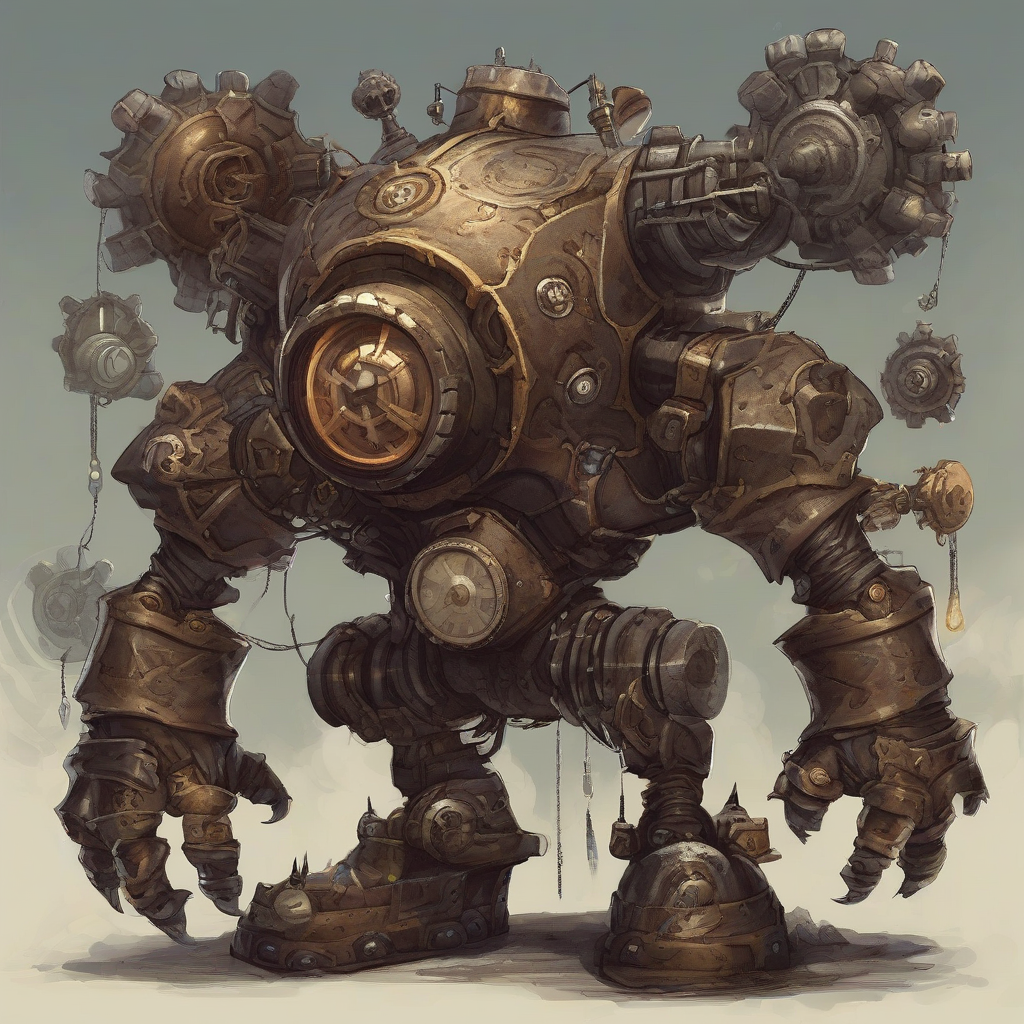 monster game art golem steampunk gigantic gears by मुफ्त एआई छवि जनरेटर - बिना लॉगिन के✨ | AIGAZOU