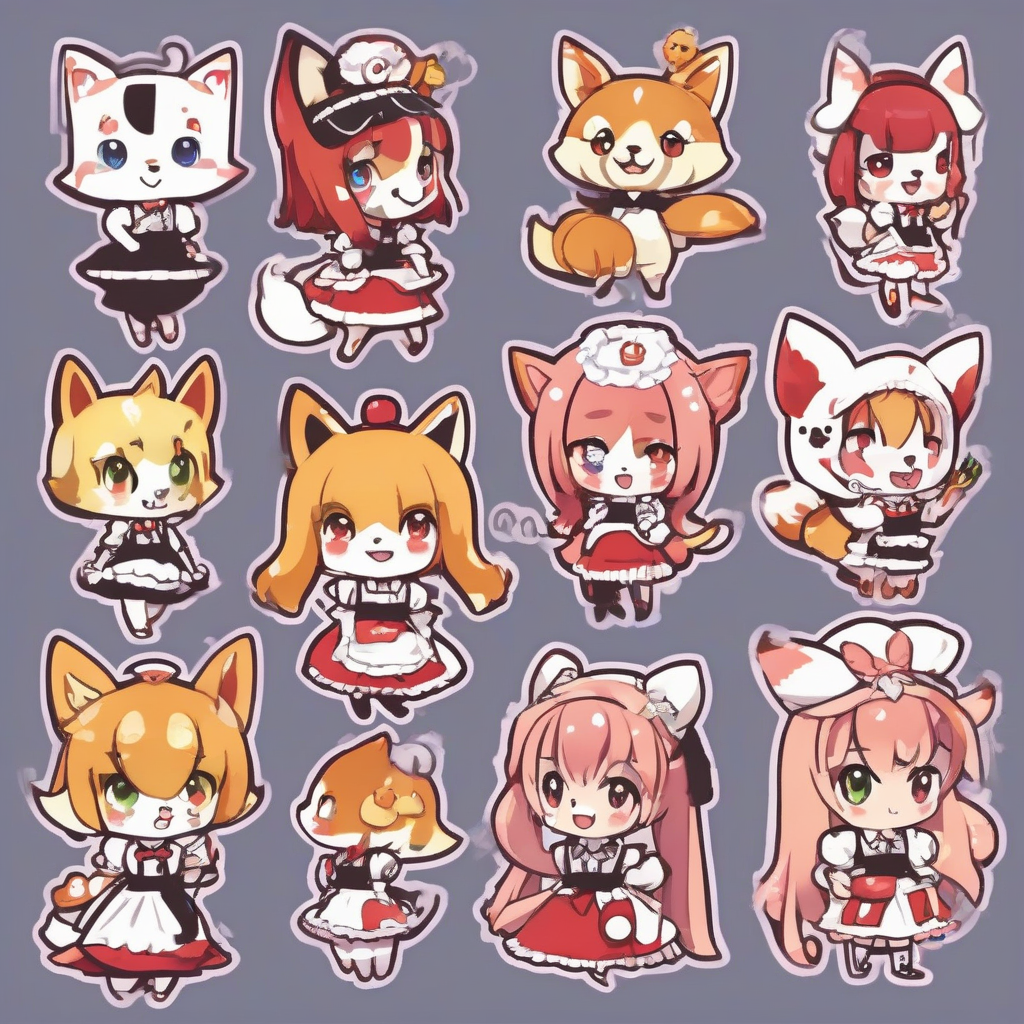 maid costume las karu rurunrun shiba inu devil jibanyan cinnamon jewelpet mascot characters by 免费AI图像生成工具 | AIGAZOU