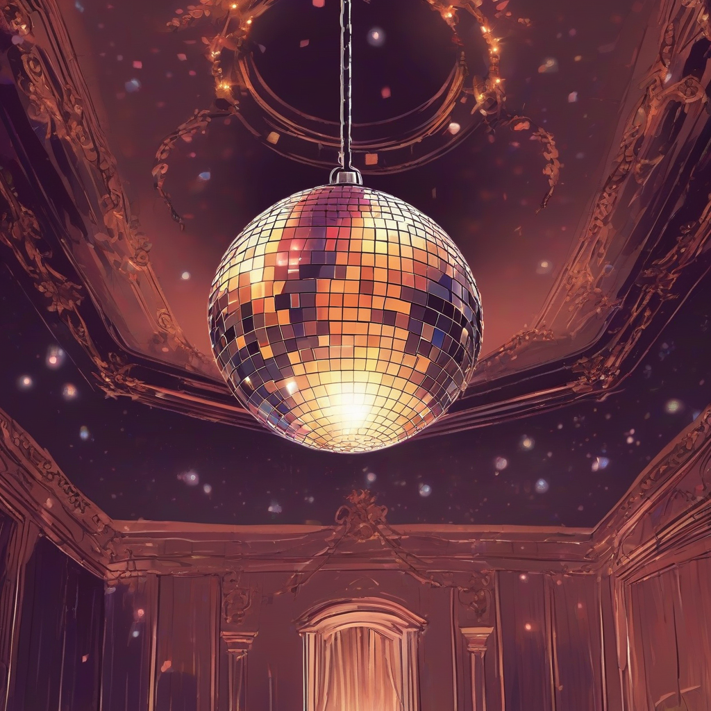 disco in the castle ball hanging from the ceiling by 免费AI图像生成工具 | AIGAZOU