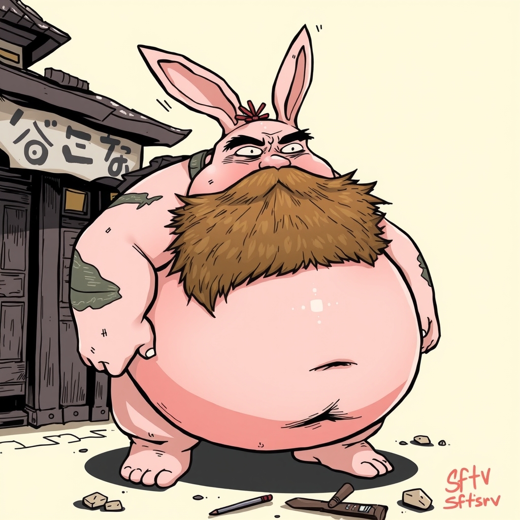 generate manga character big belly bunny beard by मुफ्त एआई छवि जनरेटर - बिना लॉगिन के✨ | AIGAZOU