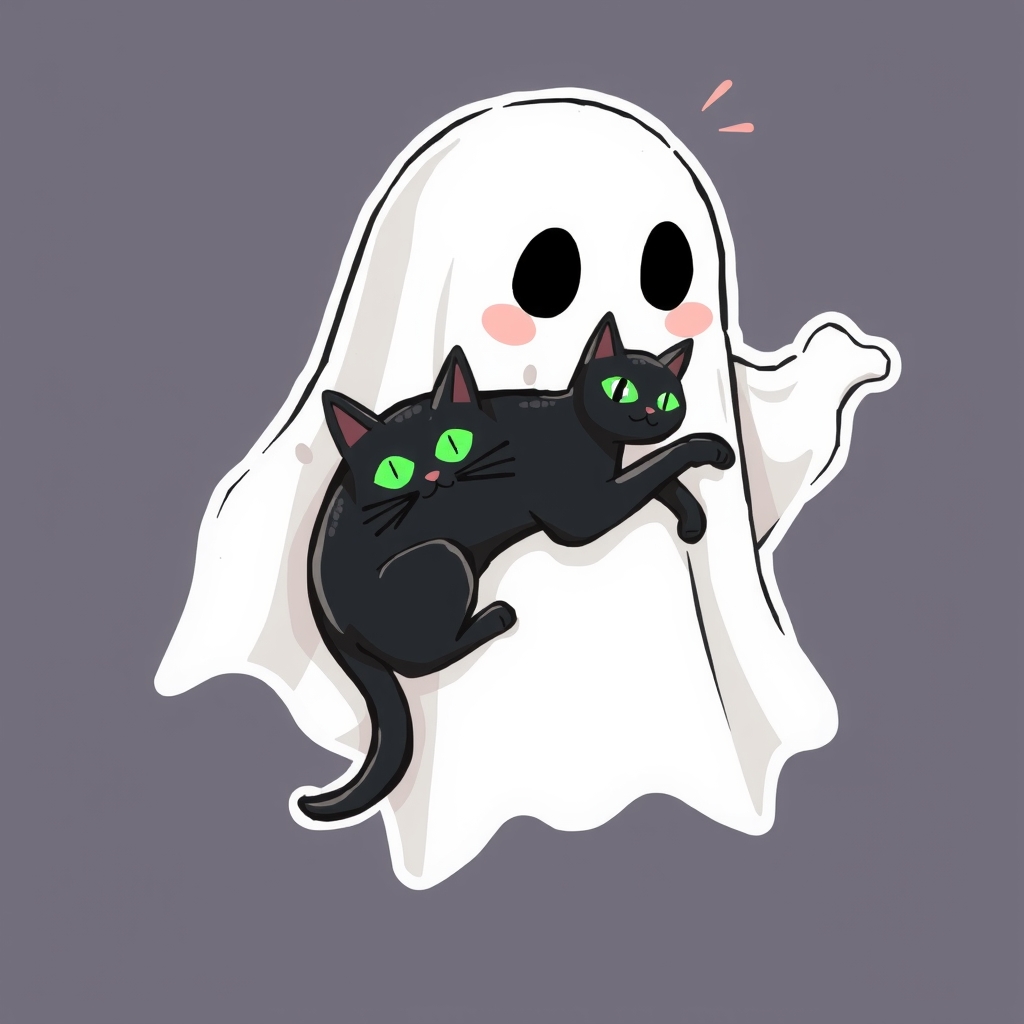 a black cat on a ghosts shoulder by मुफ्त एआई छवि जनरेटर - बिना लॉगिन के✨ | AIGAZOU