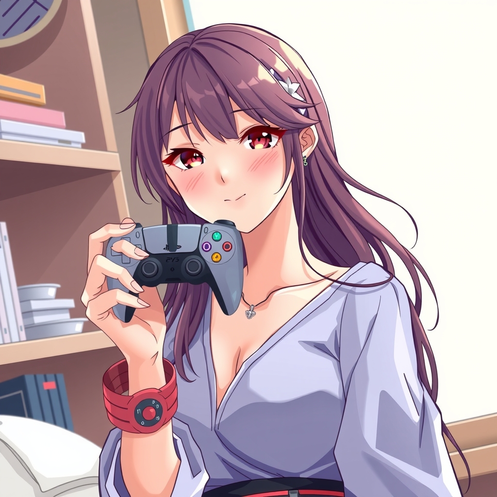 japanese beauty with ps5 game controller by मुफ्त एआई छवि जनरेटर - बिना लॉगिन के✨ | AIGAZOU