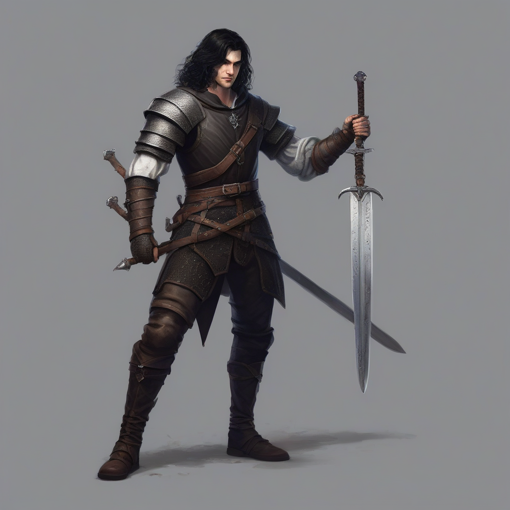 young man full body medieval leather armor game art by मुफ्त एआई छवि जनरेटर - बिना लॉगिन के✨ | AIGAZOU