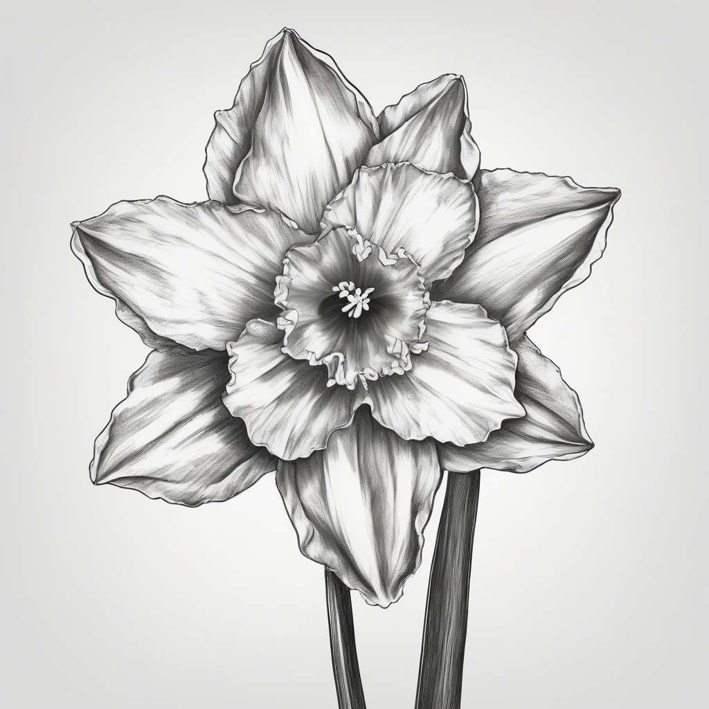 a daffodil blossom in black and white sketch without background by मुफ्त एआई छवि जनरेटर - बिना लॉगिन के✨ | AIGAZOU