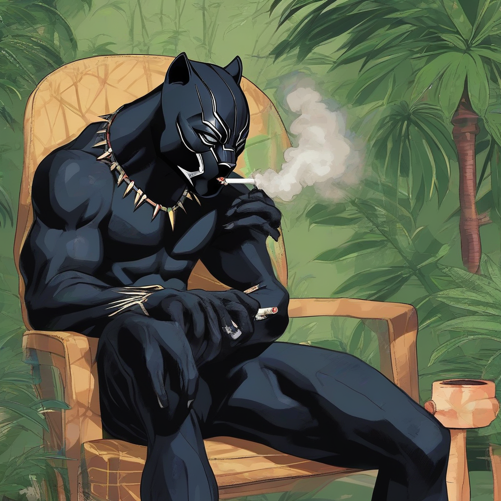 black panther smoking joint by मुफ्त एआई छवि जनरेटर - बिना लॉगिन के✨ | AIGAZOU