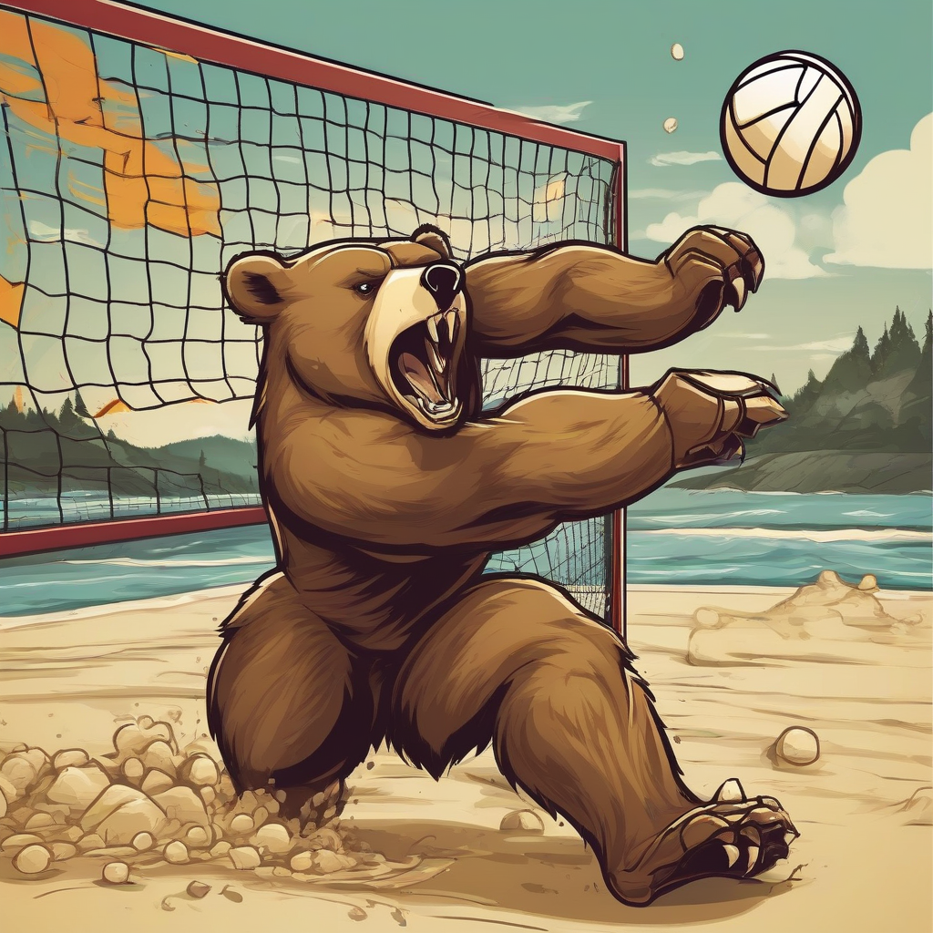 create a comic style image of a bear playing volleyball for a team logo named beachbears by Générateur d'images par IA gratuit - Aucune connexion nécessaire✨ | AIGAZOU