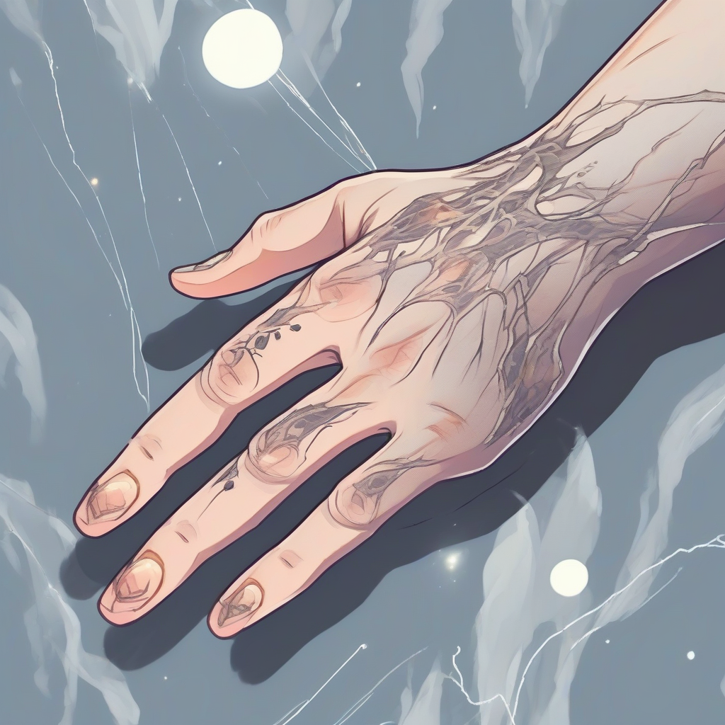 detailed close up of hand with magical scar anime style illustration by मुफ्त एआई छवि जनरेटर - बिना लॉगिन के✨ | AIGAZOU