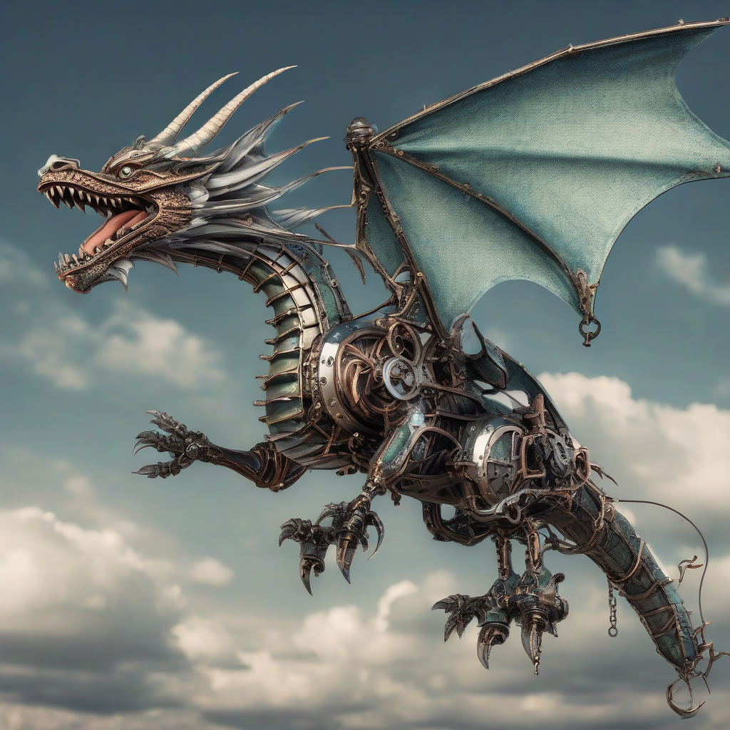 fantasy mechanical flying dragon by मुफ्त एआई छवि जनरेटर - बिना लॉगिन के✨ | AIGAZOU