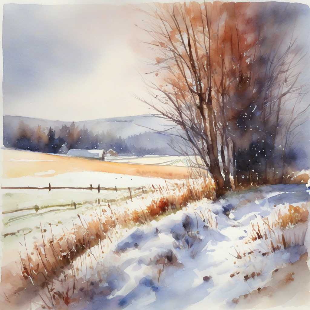 first snow field landscape watercolor by मुफ्त एआई छवि जनरेटर - बिना लॉगिन के✨ | AIGAZOU