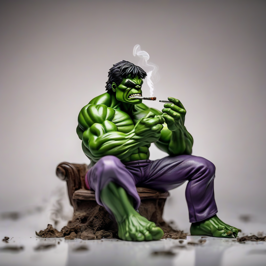 hulk figurine smoking joint on white background by मुफ्त एआई छवि जनरेटर - बिना लॉगिन के✨ | AIGAZOU