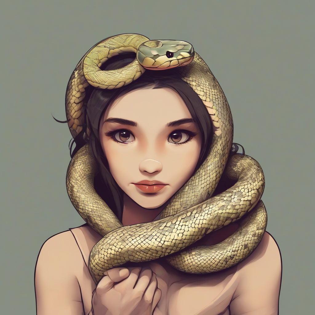 a cute snake wrapped around a standing person by मुफ्त एआई छवि जनरेटर - बिना लॉगिन के✨ | AIGAZOU