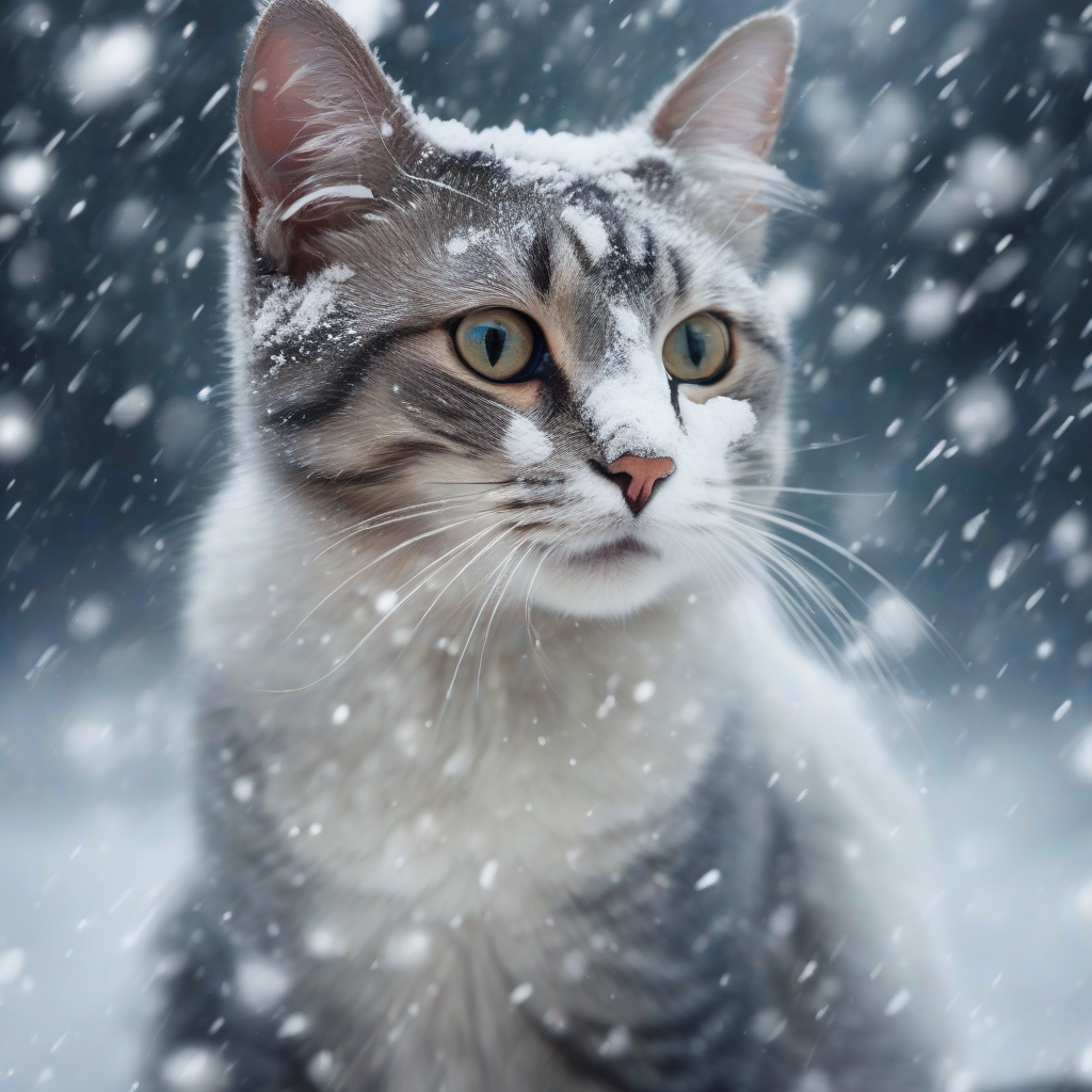 create a picture of a cat in winter snow by मुफ्त एआई छवि जनरेटर - बिना लॉगिन के✨ | AIGAZOU