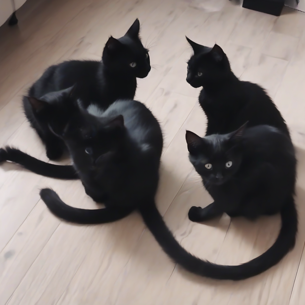 three black cats playing together by मुफ्त एआई छवि जनरेटर - बिना लॉगिन के✨ | AIGAZOU