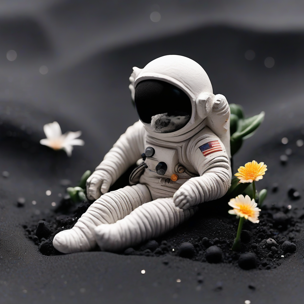 clay figure of astronaut with flower in hand by मुफ्त एआई छवि जनरेटर - बिना लॉगिन के✨ | AIGAZOU