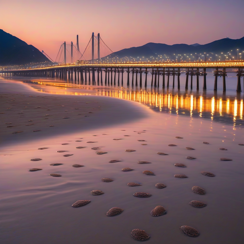 enchanting coastal scene gwangalli beach busan dusk by मुफ्त एआई छवि जनरेटर - बिना लॉगिन के✨ | AIGAZOU