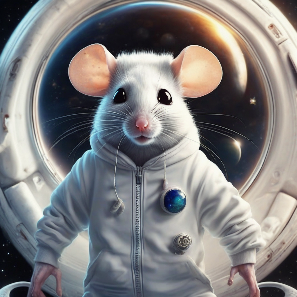 realistic mouse with big eyes in white jogging suit on jupiter by मुफ्त एआई छवि जनरेटर - बिना लॉगिन के✨ | AIGAZOU