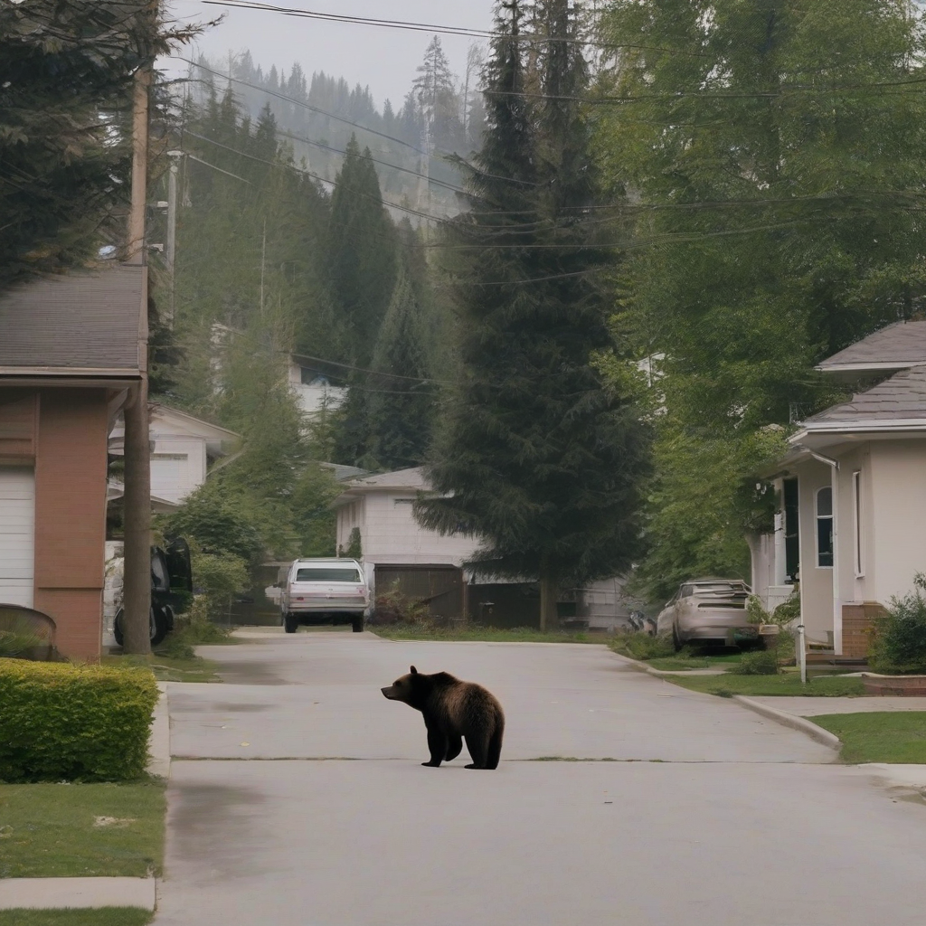 bear in residential area by Générateur d'images par IA gratuit - Aucune connexion nécessaire✨ | AIGAZOU