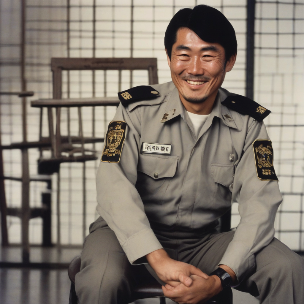 japanese security guard smiling in 80s photo by मुफ्त एआई छवि जनरेटर - बिना लॉगिन के✨ | AIGAZOU