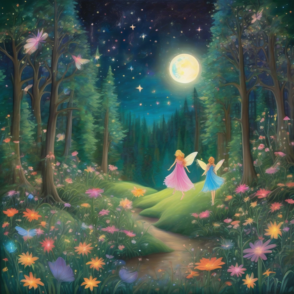 full moon night fairies dance beautiful forest by Générateur d'images par IA gratuit - Aucune connexion nécessaire✨ | AIGAZOU