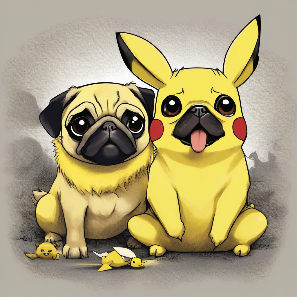 pug and pikachu by मुफ्त एआई छवि जनरेटर - बिना लॉगिन के✨ | AIGAZOU