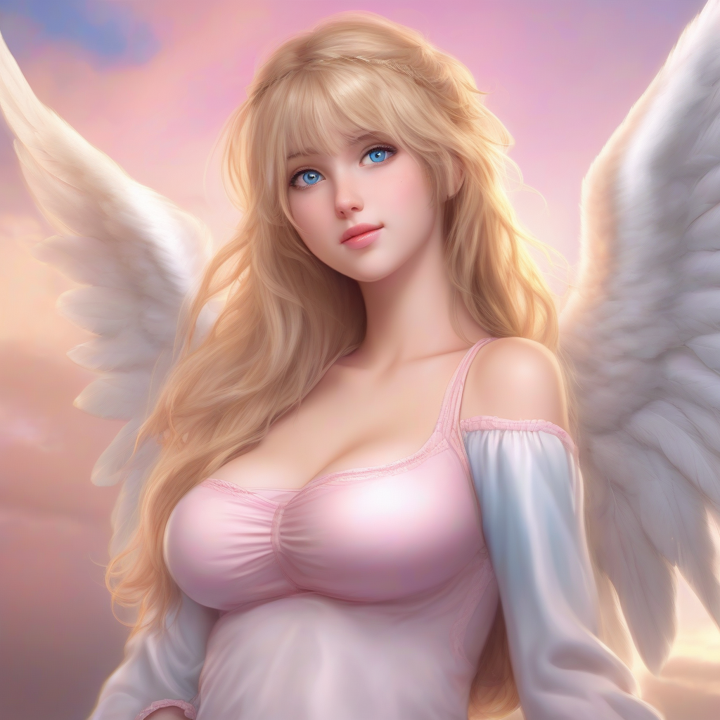 angelic woman with long blonde hair and heavenly background by मुफ्त एआई छवि जनरेटर - बिना लॉगिन के✨ | AIGAZOU