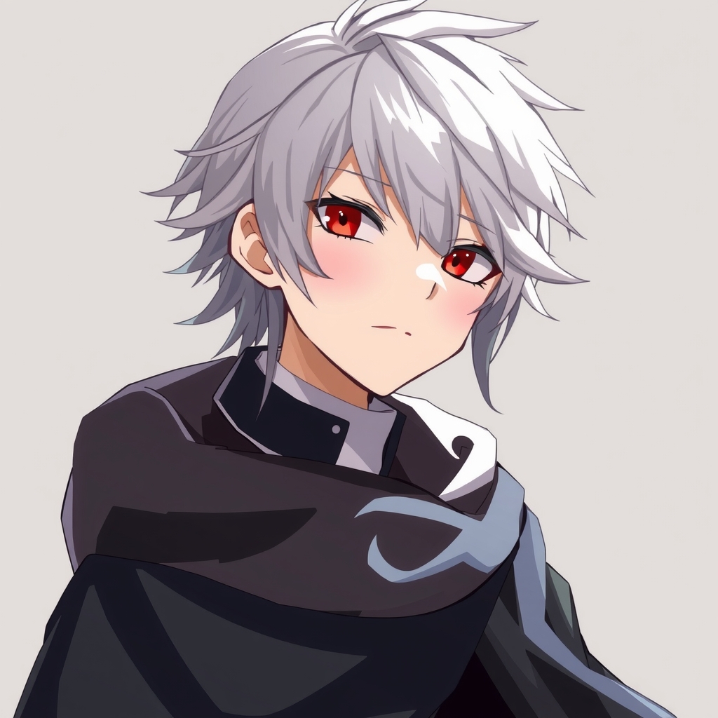 a young priest with silver hair red eyes and black coat by Générateur d'images par IA gratuit - Aucune connexion nécessaire✨ | AIGAZOU