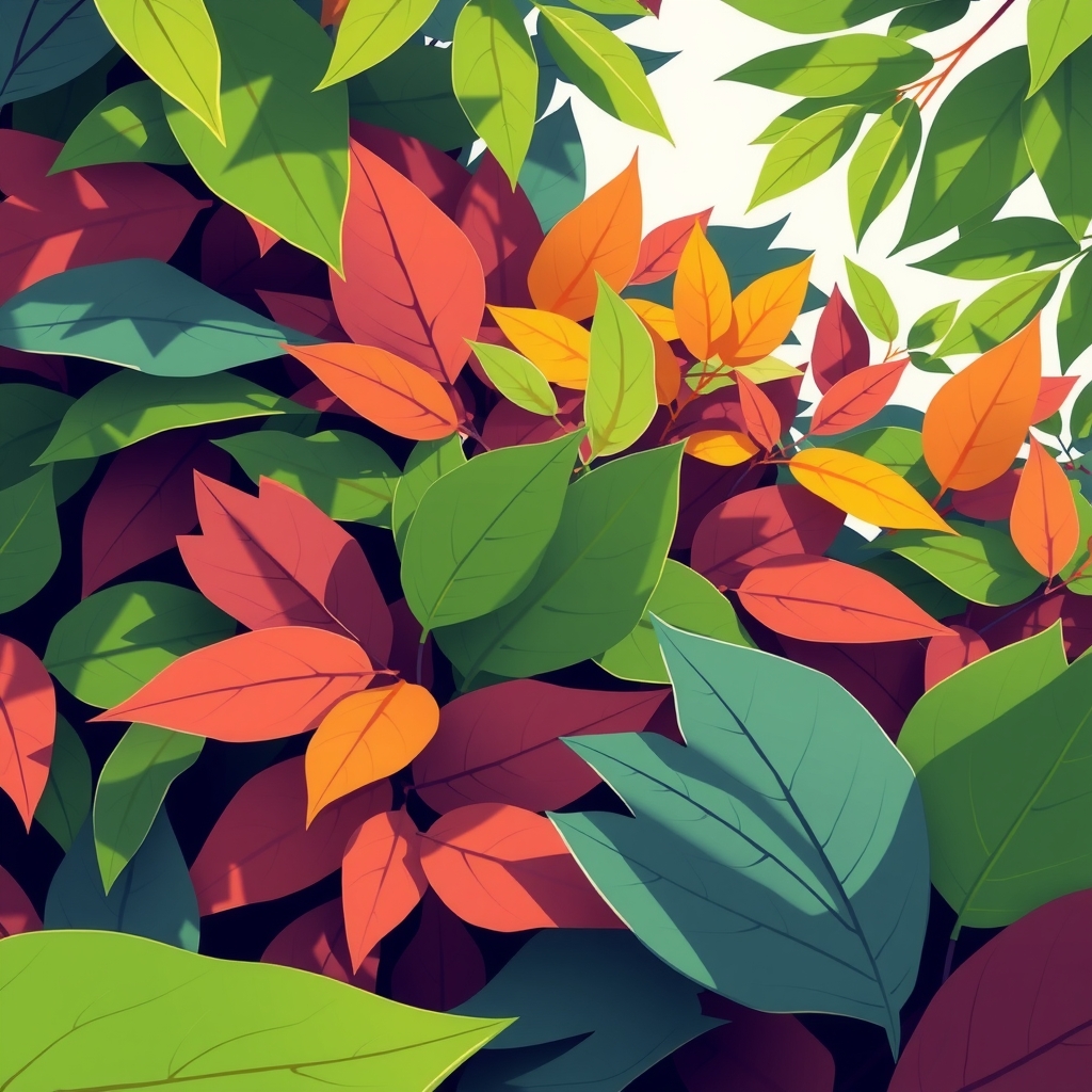 diverse shapes and colors of leaves wallpaper by Générateur d'images par IA gratuit - Aucune connexion nécessaire✨ | AIGAZOU