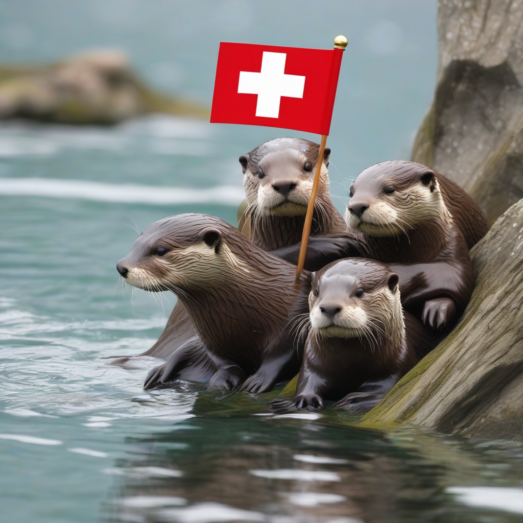 otters and swiss flag by मुफ्त एआई छवि जनरेटर - बिना लॉगिन के✨ | AIGAZOU