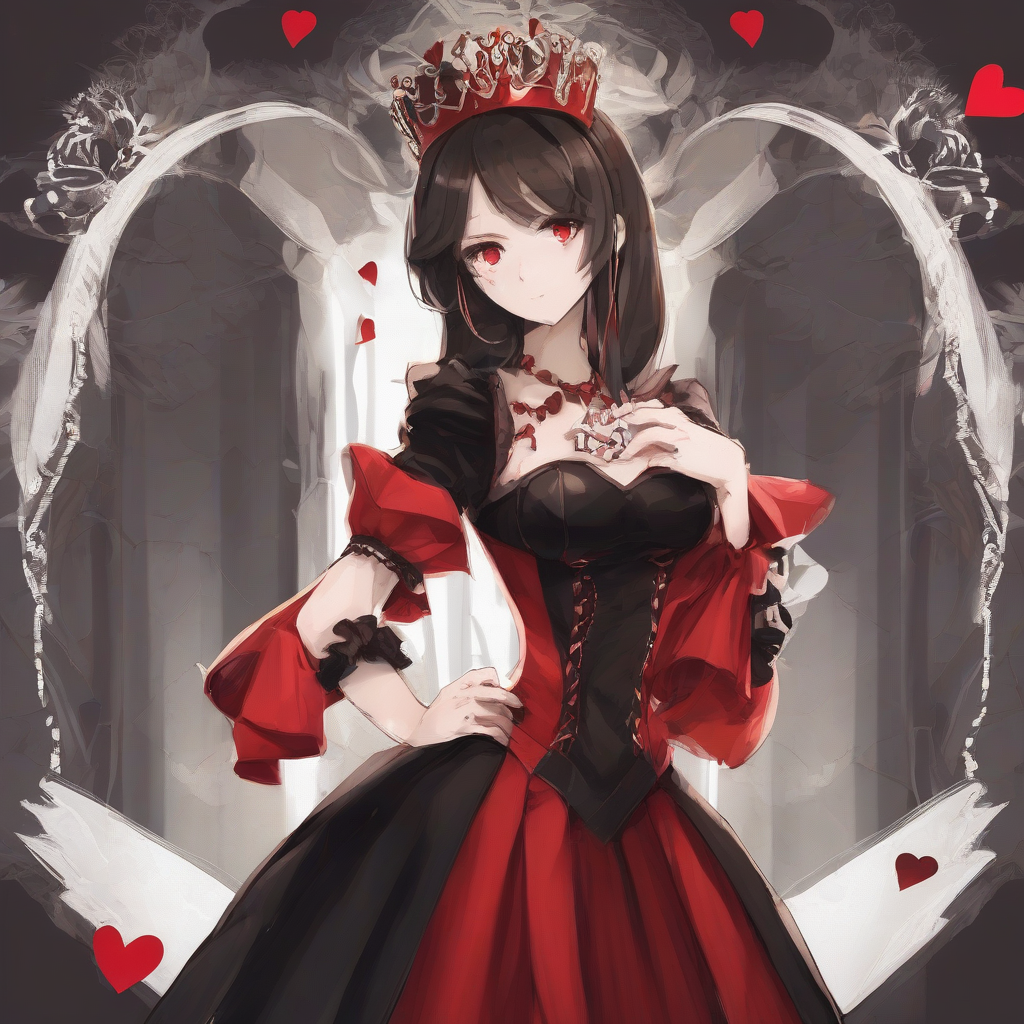 heart queen red black dress anime by 免费AI图像生成工具 | AIGAZOU