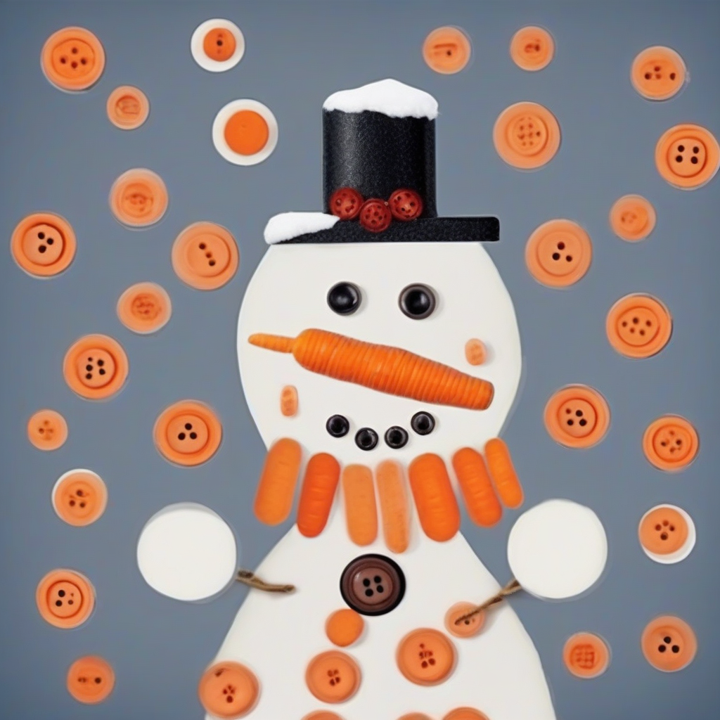 snowman with a carrot nose and button mouth by मुफ्त एआई छवि जनरेटर - बिना लॉगिन के✨ | AIGAZOU