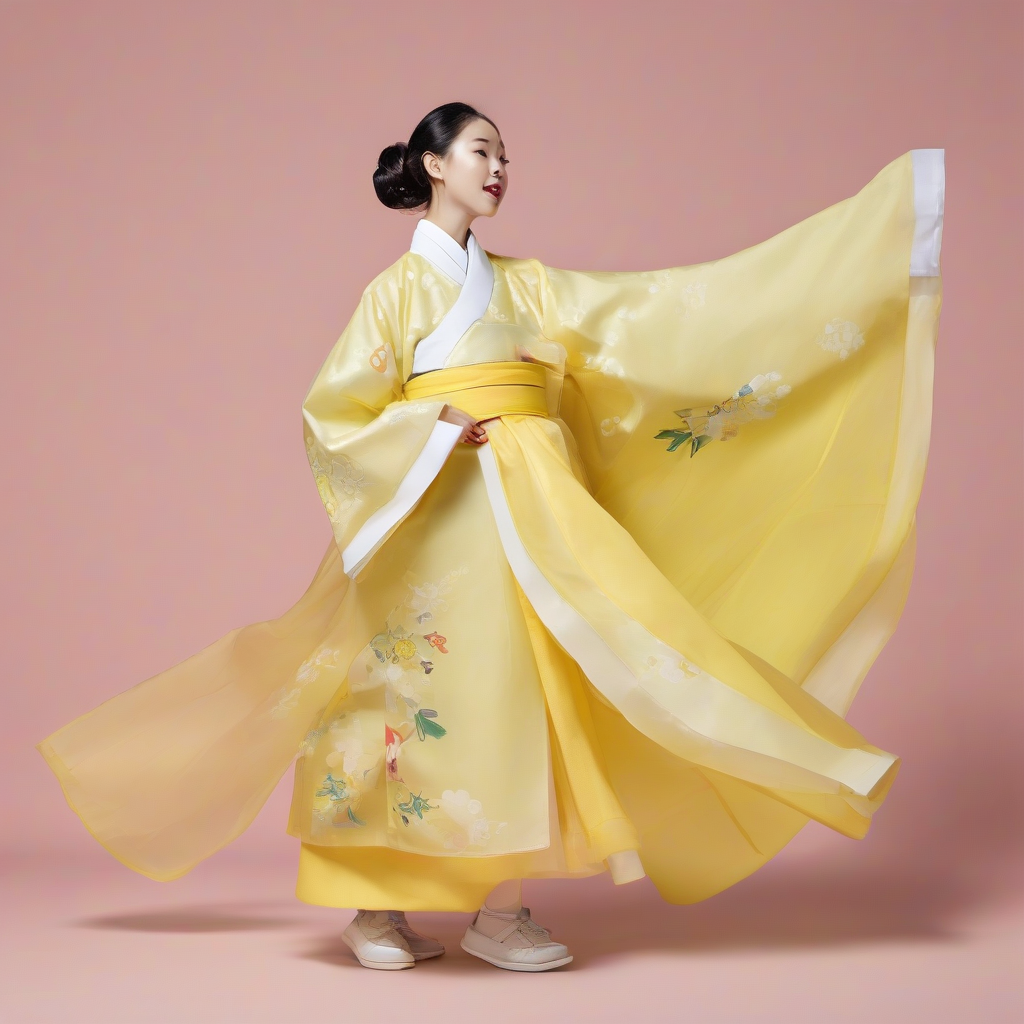 a woman in korean hanbok with coca cola lemon zero sugar color by मुफ्त एआई छवि जनरेटर - बिना लॉगिन के✨ | AIGAZOU